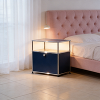 Table de chevet modulaire multifonctionnelle en acier inoxydable de style nordique, dotée d'une construction moderne et durable, idéale pour le rangement dans la chambre