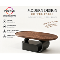 Table basse ovale avec tiroir de rangement, design italien de luxe, style moderne du milieu du siècle, meubles de salon, fabrication OEM ODM directe d'usine