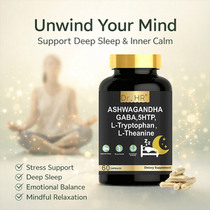 Kapsul Ashwagandha GABA 5-HTP L-Tryptophan Meningkatkan Keseimbangan Suasana Hati, Tidur Nyenyak, Mengurangi Stres & Relaksasi Mental - Product Image 6