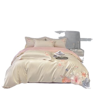 Romantic Lotus Long Staple Cotton Embroidered <b>Bedding</b> <b>Set</b> 4-Piece Pure Cotton Floral Design Breathable Soft Skin-Friendly - Product Image 3