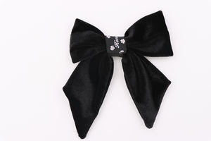 Elegante Accesorio para el Cabello con Lazo de Terciopelo Negro para Mujer, Decoración para el Cabello con Estampado Ditsy, Cinta de Terciopelo para Uso Diario en la Oficina en Todas las Temporadas - Product Image 2