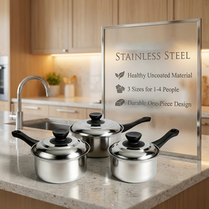 Ensemble de casseroles FLEY Budget 6 pièces en acier inoxydable avec poignées confortables, compatible induction, <span class=keywords><strong>pour</strong></span> la cuisson quotidienne - Product Image 2