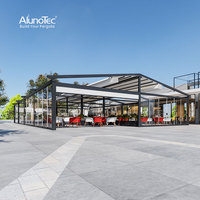 AlunoTec Pergola Électrique Rétractable Résistante au Vent avec Stores d'Ombrage pour Terrasse de Restaurant