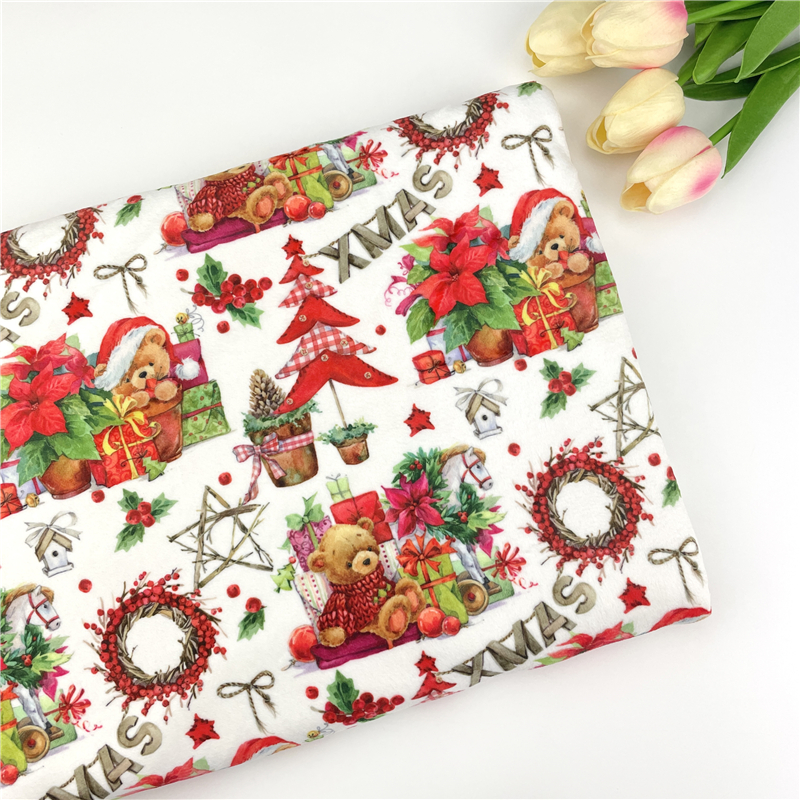 Оптовая продажа, ткань с цифровым принтом из полиэстера, Рождественская ткань