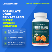 LIFEWORTH - Cápsulas de Naranja Amarga de Marca Privada, Complejo de Extracto de Cítricos de 500 mg, Suplemento para el Apoyo al Metabolismo, 60 Cápsulas, OEM, ODM, GMP