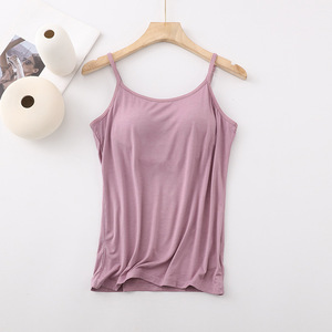 Sujetador tipo chaleco con relleno y <span class=keywords><strong>tirantes</strong></span>, <span class=keywords><strong>sin</strong></span> aros, de una pieza, para uso exterior, como capa base, para yoga, deportes y ropa de descanso, liso, de verano - Product Image 4