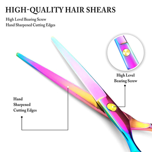 Ciseaux de barbier en acier inoxydable de bonne qualité, pointe acérée, ciseaux à cheveux avec design multicolore entièrement personnalisé - Product Image 4