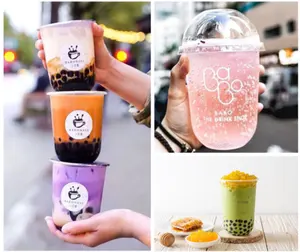 U Shape Disposable Plastic Pp Pet Bubble Tea Cup 12Oz 16Oz 22Oz Boba Tea Coffee Juice Pp Cup Clear Or Printed With Lids