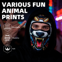 Fabuleuse cagoule amusante à imprimé animal Be Xtreme, masque facial 3D drôle de bête, protection UV pour les farces en extérieur