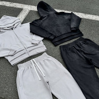 BINBEIER Ensemble de survêtements à double capuche personnalisé en coton délavé effet vieilli pour hommes OEM