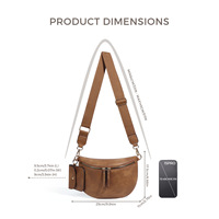 Sac bandoulière en cuir PU pour femme, sac banane décontracté, grand sac à bandoulière avec pochette à monnaie, sac ceinture réglable pour usage quotidien