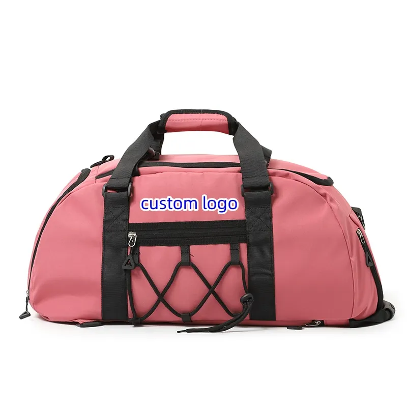 사용자 정의 로고 방수 옥스포드 수하물 여행 가방 대용량 체육관 스포츠 핑크 더플 가방 여성용 다기능 배낭