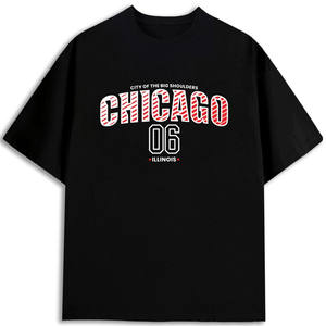 Chicago City Of The Big Shoulders 06 Illinois T-shirt pour homme en coton noir épais imprimé aux États-Unis - Product Image 1