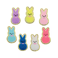 Groothandel Easter Chenille Iron On Applique Kleine Bunny Heat Patch Schattige Chenille Patches Easter Konijn Patch Voor Kleding
