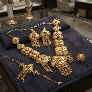 Wholesale Fashion Necklaces 14K 18K 24K Gold Filled Brass Dubai Style Turkey Jewelry Set Turkish Design Traditional Jewelry Set - Product Image 3