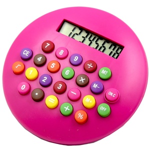 Calculadora de plástico para niños, 8 dígitos, hamburguesa redonda, bolsillo colorido, para promoción - Product Image 1