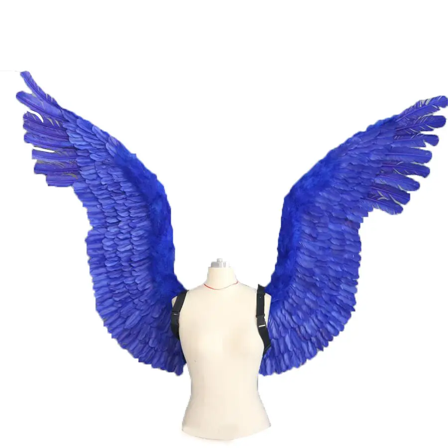 Showtake de plumas azules grandes, accesorios de fotografía, baile, disfraz de Ángel con alas