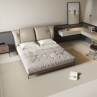 Lit double en bois flottant suspendu, style italien moderne, élégant et confortable