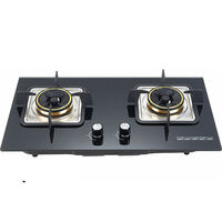 Prix de gros 2 plaques de cuisson à gaz à double brûleur OEM, cuisinières encastrables en verre trempé