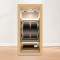 Sauna intérieur de luxe pour 1 personne Lumière rouge carbone moderne Infrarouge lointain Bois massif avec panneau de commande d'ordinateur à vapeur sèche Faible EMF