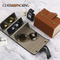 Conteneurs d'affichage de lunettes pliables portables plusieurs lunettes de soleil en cuir PU étui organisateur de voyage pour le stockage de lunettes