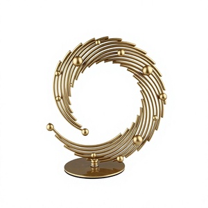Escultura Cinética Espiral de Metal Chapado en Oro Moderna, Objeto Decorativo de Arte para Mesa, Artesanía Metálica, Pieza de Arte para Decoración de Interiores Moderna - Product Image 1