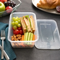 Boîtes d'emballage jetables transparentes en PP pour la restauration rapide, compatibles micro-ondes, contenants en plastique pour repas et préparation de repas, vente en gros