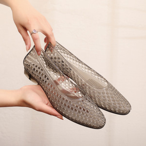 Transparent PVC Pointed Toe Jelly Shoes <b>Slip</b>-<b>On</b> Breathable Summer Flats - Product Image 6
