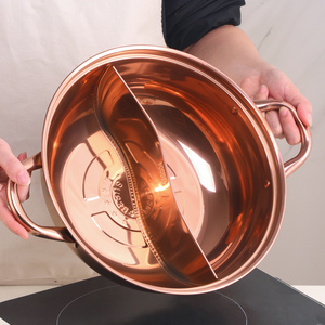 Olla caliente de acero inoxidable Shabu doble <span class=keywords><strong>para</strong></span> varios usuarios con divisor, olla doble dividida - Product Image 1