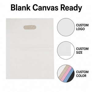 LDPE Plastic Cutout Handle Shopping <b>Bags</b> Private Label Logo Printing Gusseted Design Reinforced Bottom Recyclable - Product Image 3