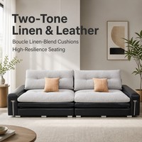 Canapé compact moderne modulable trois places en mélange de lin chenille gris et noir, écologique, amovible, 320 cm, pour petit salon - Vente en gros