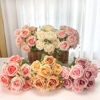 Bouquet de fleurs artificielles en soie, grandes roses réalistes, très demandé, pour mariage, maison, bureau, décoration de fête