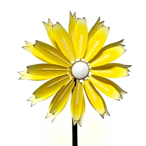 Ornements de jardin en métal cinétique double RSF, fleurs colorées, 35 éoliennes à vent, diamètre 38 cm, modèle facile à installer # 53 Décorations de patio et de jardin - Product Image 2
