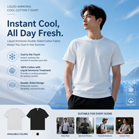 Kaos polos pria 205GSM 100% katun, amonia cair, dua sisi, kerah kru, lengan pendek, sablon logo custom