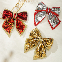 LANTINGXU - Lazo de Navidad con Purpurina Dorado, Plateado y Rojo Brillante, Clásico, para Regalos, en Stock
