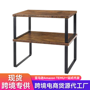 Wooden Storage Rack 11.8x7.7in 2-Tier <b>Desktop</b> <b>Organizer</b> <b>For</b> Kitchen Office Home Use - Product Image 2