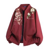 Vestes bomber de baseball personnalisées avec broderie florale de pivoine et de fleurs de cerisier, logo personnalisé, vestes décontractées pour hommes, vestes varsity à lettres