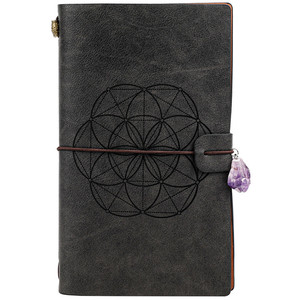 Cahier faits à la main 7 Chakra, carnet <span class=keywords><strong>de</strong></span> notes en cuir gris <span class=keywords><strong>pierre</strong></span>, avec pierres rugueuses, <span class=keywords><strong>Journal</strong></span> - Product Image 4