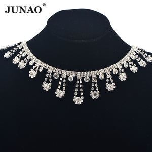JUNAO-Cadena de diamantes de imitación con flecos, rollo de diamantes de imitación, pulsera, cadena de costura para <span class=keywords><strong>ropa</strong></span>, joyería, 1 yarda - Product Image 1