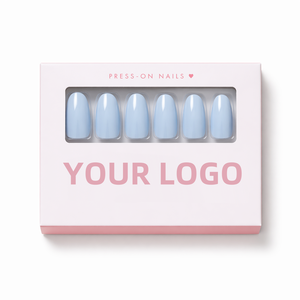 <span class=keywords><strong>Faux</strong></span> ongles en gel souple PMMA, couleur <span class=keywords><strong>bleu</strong></span> <span class=keywords><strong>pastel</strong></span> unie, forme amande moyenne, réutilisables, à presser - Product Image 4