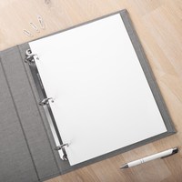 Porte-documents en cuir noir grand format avec motif marbré, classeur à anneaux pour l'école, le bureau et les affaires