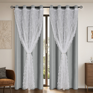 New ren màu rắn hai lớp đầy đủ màn rèm cửa, màn hình cửa sổ, ban công phòng ngủ phòng khách rèm cửa - Product Image 3