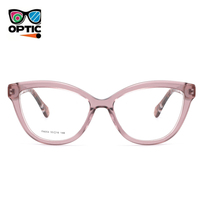 Monture de lunettes optiques œil-de-chat en acétate pour femme, transparente, à monture complète, avec branches bicolores, pour verres correcteurs, logo personnalisé