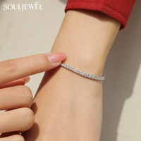 Bracciale Tennis in Moissanite Placcato Rodio S925, Gioiello Elegante, Regalo Perfetto per Uomini e Donne, Ideale per Uso Quotidiano e Feste