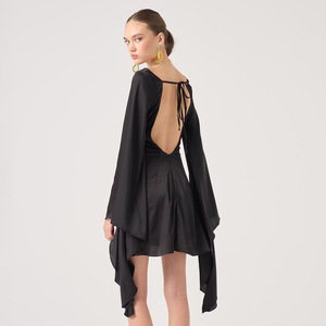 Robe Courte de Soirée Moulante Style Européen et Américain pour Femme, Dos Nu, Taille Naturelle, Couleur Unie, Tendance Décontractée - Product Image 4