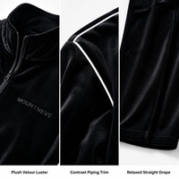 Ensemble de survêtement d'hiver pour homme en velours avec veste zippée et pantalon de jogging ample, 100 % polyester, logo brodé, design personnalisé, OEM ODM