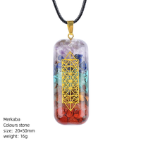 Collier de guérison en résine Orgone Arbre de Vie 7 Chakras avec pendentif rectangulaire en pierres précieuses et gravier, idéal pour les cadeaux - Vente chaude