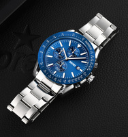 Reloj Cronógrafo SKMEI 9253 Premium para Hombre, Estilo Deportivo Casual, Bisel con Tacómetro, Fecha, Correa de Silicona y Acero Inoxidable