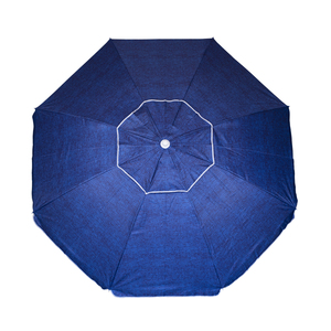 Parasol de plage 180 cm de diamètre, tissu Oxford bleu, design dôme coupe-vent, protection solaire extérieure - Product Image 3