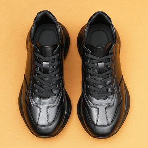 Zapatillas Casuales Ligeras de Piel Vacuna con Cordones para Hombre, Suela Gruesa - Product Image 6